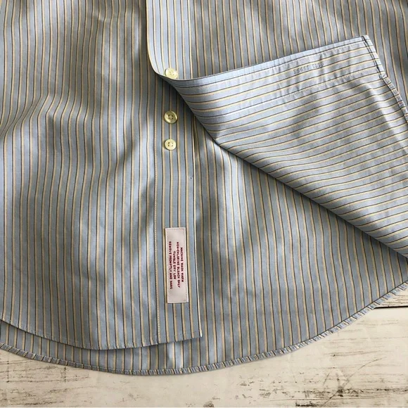 BROOKS BROTHERS 346 Men Striped Long Sleeve Button up Shirt Sz 15 1/2-2/3 - Picture 7 of 10